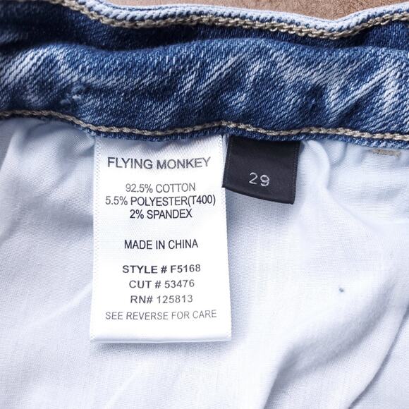 Flying Monkey Jeans Women 29 Lt Blue Straight Leg Distressed Y2K Grunge Casual - Picture 10 of 11